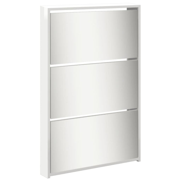 Scarpiera con Specchio a 5 Livelli Bianco Lucido 63x17x169,5 cm 3228282