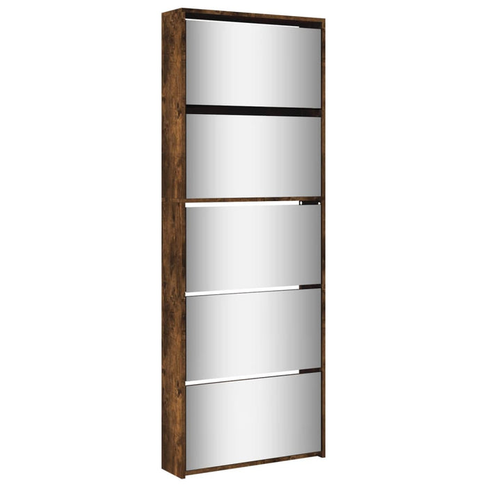 Scarpiera con Specchio a 5 Livelli Rovere Fumo 63x17x169,5 cmcod mxl 86597