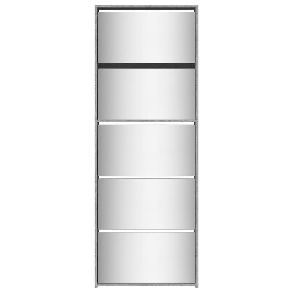 Scarpiera con Specchio a 5 Livelli Grigio Sonoma 63x17x169,5 cm 3228284