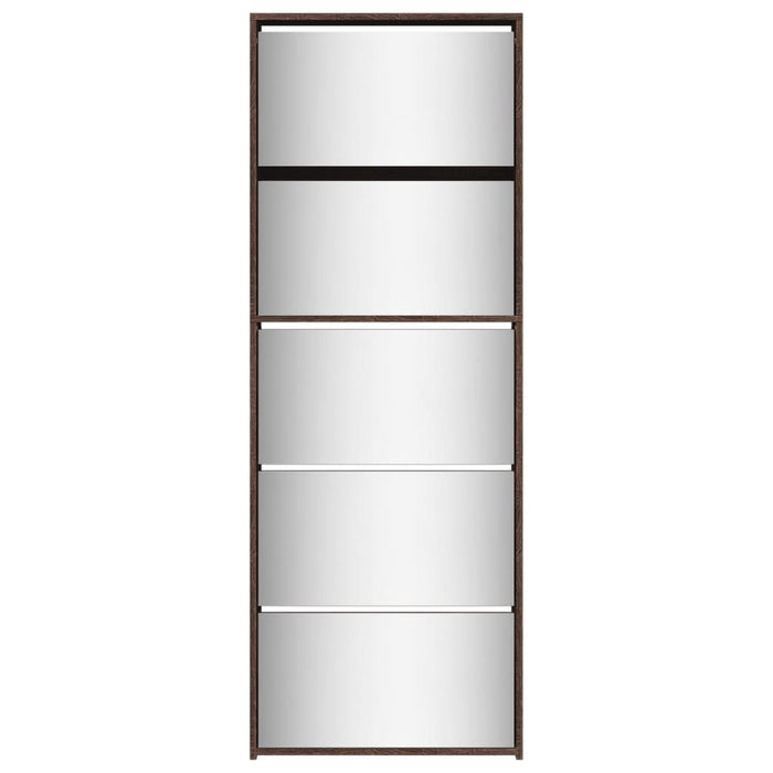 Scarpiera con Specchio a 5 Livelli Rovere Marrone 63x17x169,5cm 3228285