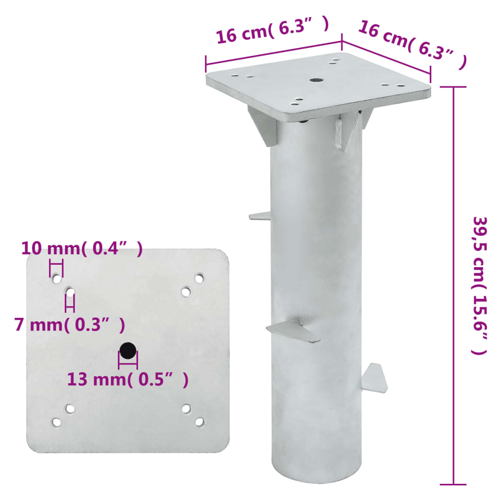 Base per Ombrellone Interrata Argento 16x16x39,5 cm Acciaio 4003367