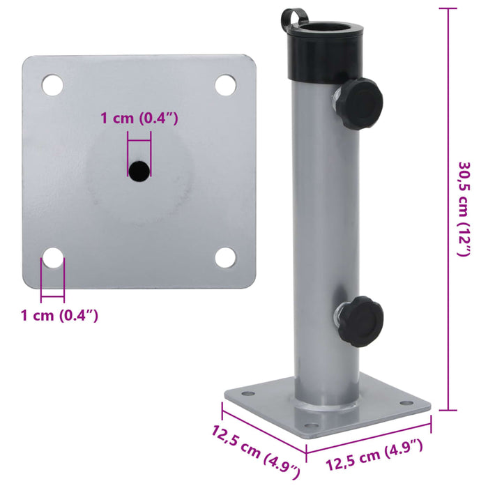 Base per Ombrellone per Palo da Ø38/48 mm Argento in Acciaio
