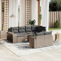 Set Divani da Giardino 11 pz con Cuscini in Polyrattan Grigiocod mxl 114448