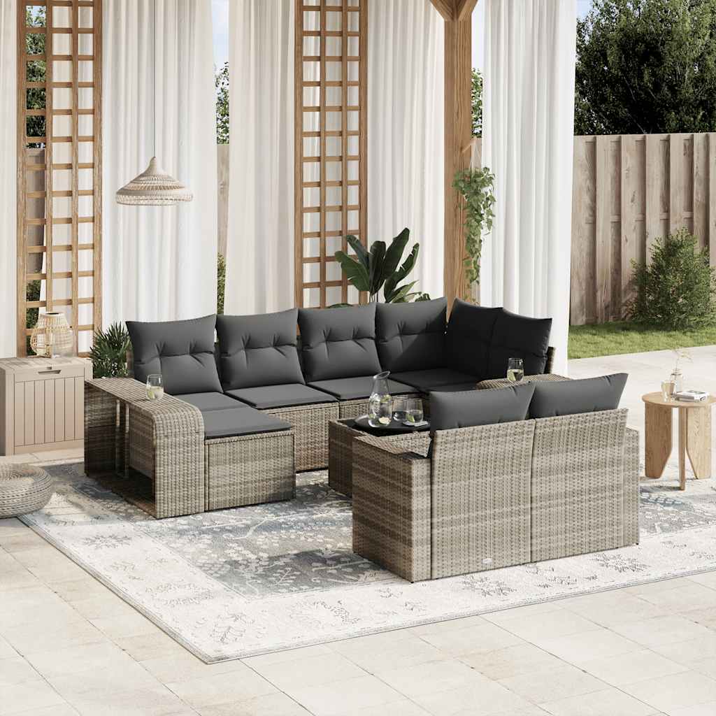 Set Divani da Giardino 11 pz con Cuscini in Polyrattan Grigio 3228912