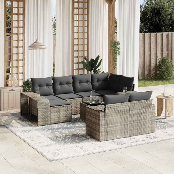 Set Divani da Giardino 11 pz con Cuscini in Polyrattan Grigio 3228912