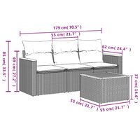 Set Divano da Giardino 4 pz con Cuscini Beige Misto Polyrattan 3225765