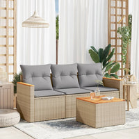 Set Divano da Giardino 4 pz con Cuscini-Sofa da Giardino-Divanetto da esterno Beige Misto Polyrattan 923492