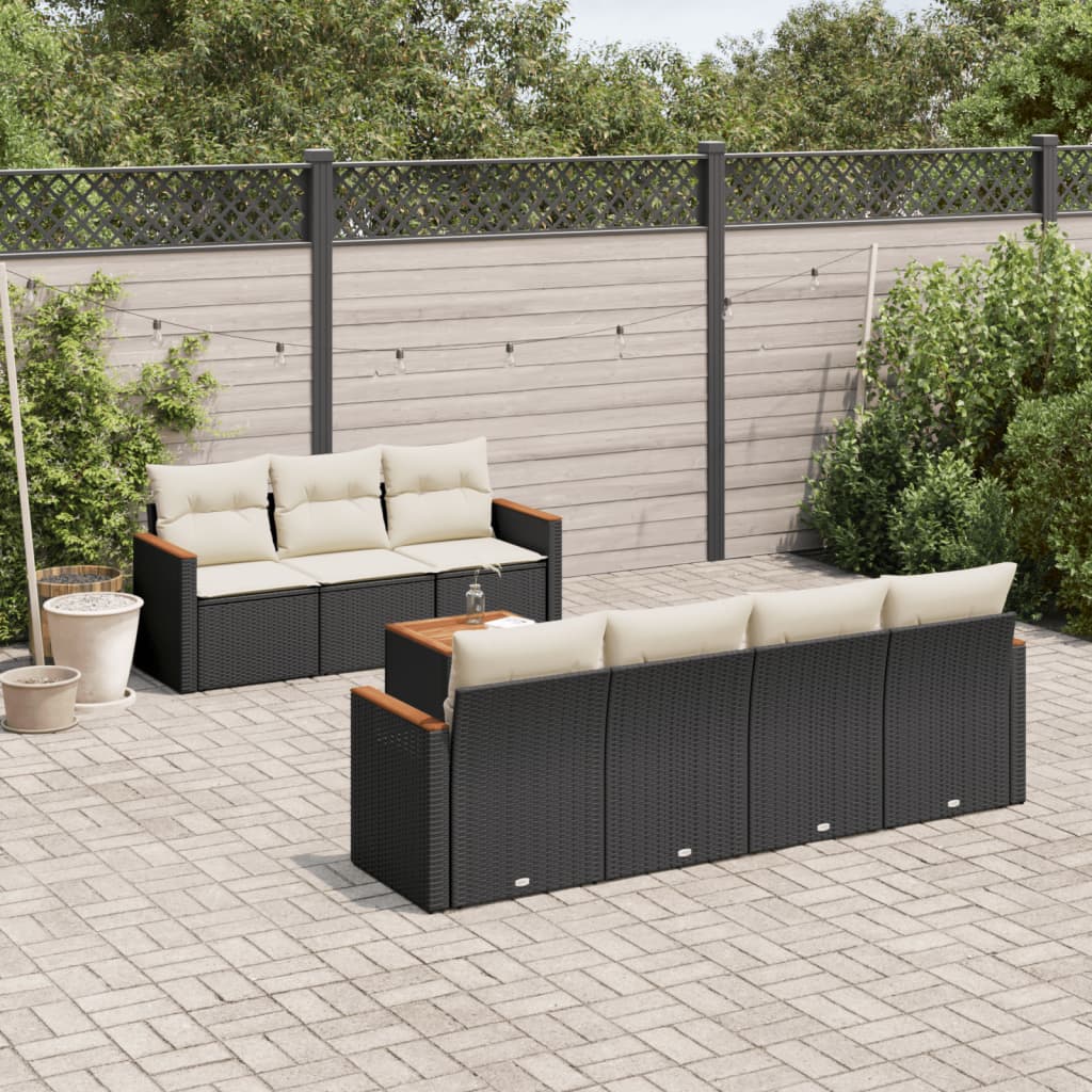 Set Divani da Giardino con Cuscini 8 pz Nero in Polyrattancod mxl 90458