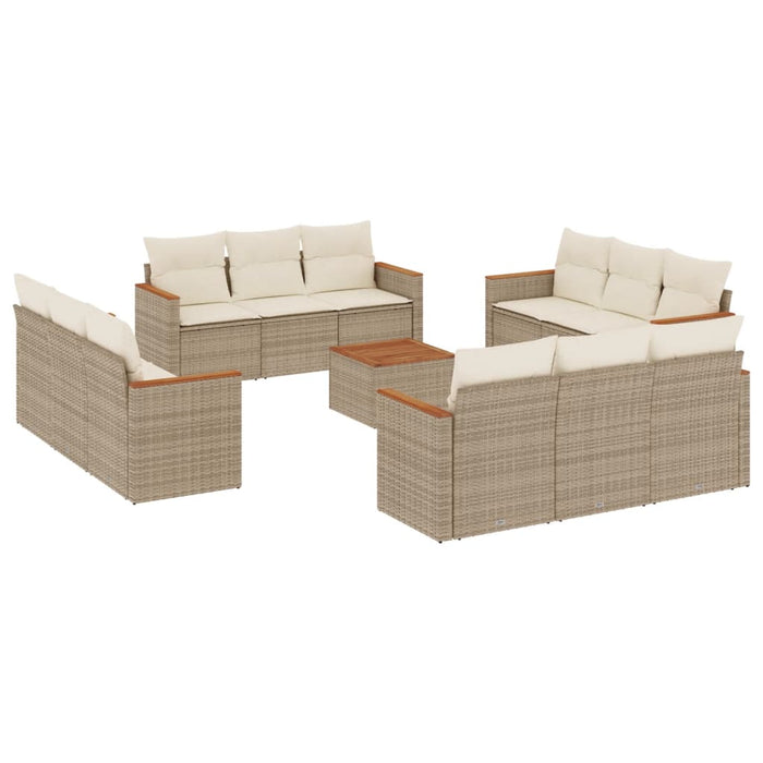 vidaXL Set Divano da Giardino 13 pz con Cuscini Beige in Polyrattan