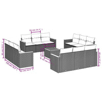 vidaXL Set Divani da Giardino 13 pz con Cuscini Grigio in Polyrattan