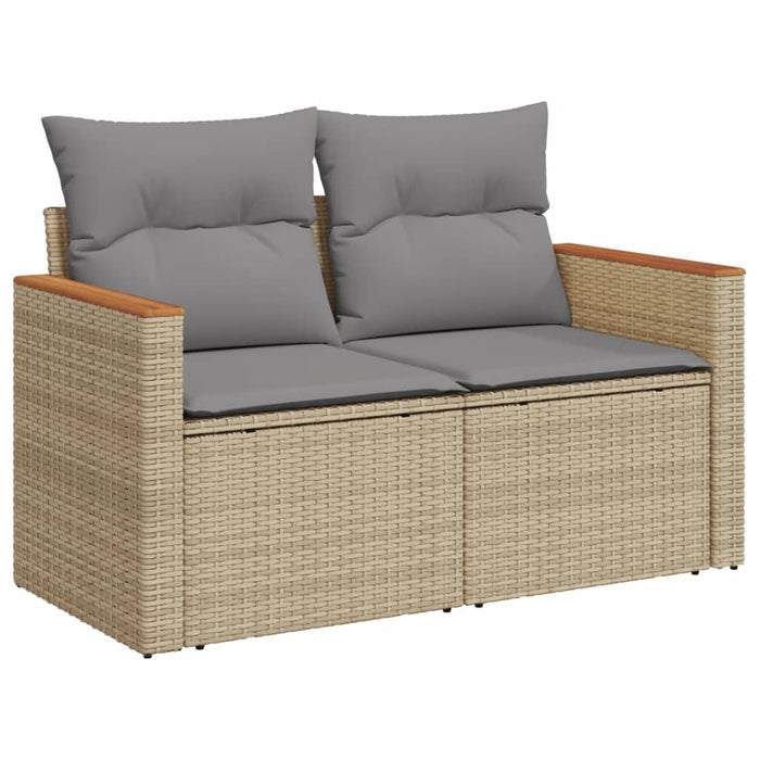 Set Divano da Giardino 5 pz con Cuscini-Sofa da Giardino-Divanetto da esterno Beige Misto Polyrattan 545518