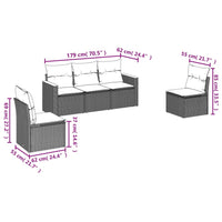 Set Divano da Giardino 5 pz con Cuscini Grigio in Polyrattan 3225850