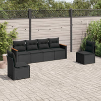 Set Divano da Giardino 6 pz con Cuscini Nero in Polyrattan 3225859