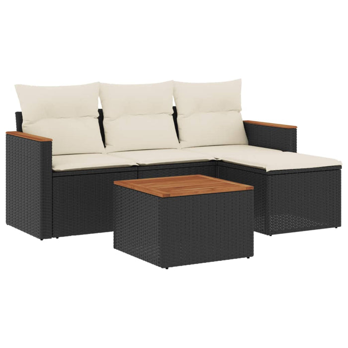Set Divani da Giardino 5 pz con Cuscini in Polyrattan Nero 3225909