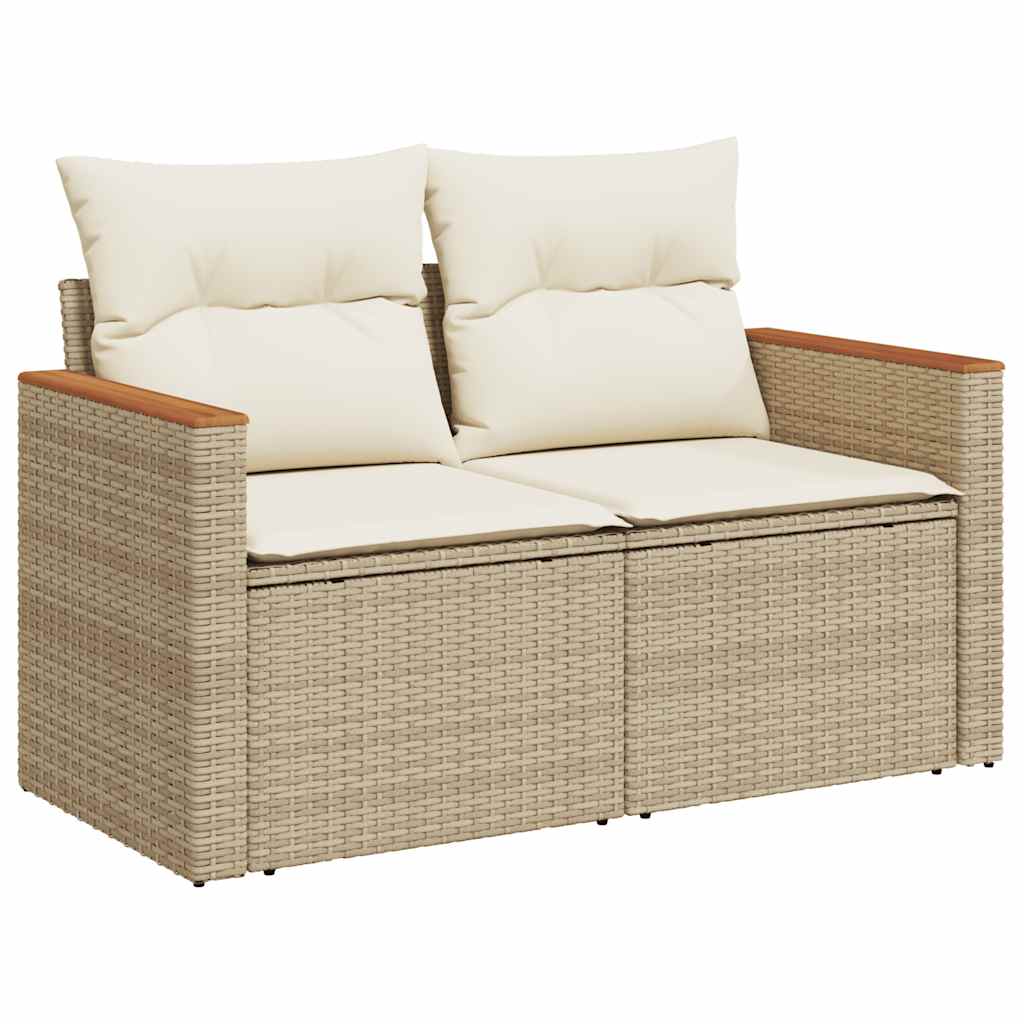 Set Divano da Giardino 5 pz con Cuscini-Sofa da Giardino-Divanetto da esterno Beige in Polyrattan 824235