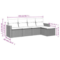 Set Divano da Giardino 5 pz con Cuscini-Sofa da Giardino-Divanetto da esterno Beige in Polyrattan 824235
