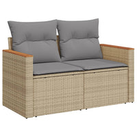 Set Divano da Giardino 6 pz con Cuscini-Sofa da Giardino-Divanetto da esterno Beige Misto Polyrattan 732380