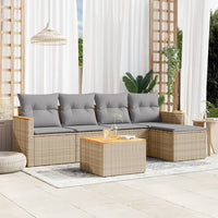 Set Divano da Giardino 6 pz con Cuscini-Sofa da Giardino-Divanetto da esterno Beige Misto Polyrattan 732380