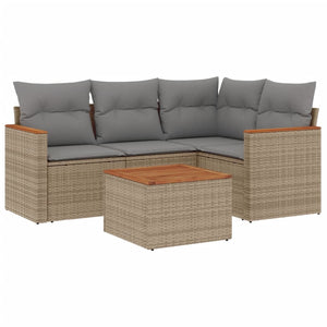 Set Divano da Giardino 5 pz con Cuscini Beige Misto Polyrattan 3225940