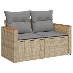 Set Divano da Giardino 5 pz con Cuscini-Sofa da Giardino-Divanetto da esterno Beige Misto Polyrattan 417538
