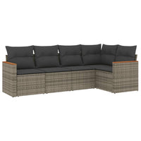 Set Divano da Giardino 5 pz con Cuscini-Sofa da Giardino-Divanetto da esterno Grigio in Polyrattan 916285