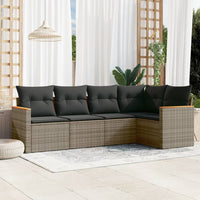 Set Divano da Giardino 5 pz con Cuscini-Sofa da Giardino-Divanetto da esterno Grigio in Polyrattan 916285