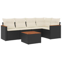 Set Divano da Giardino 6 pz con Cuscini-Sofa da Giardino-Divanetto da esterno Nero in Polyrattan 867004