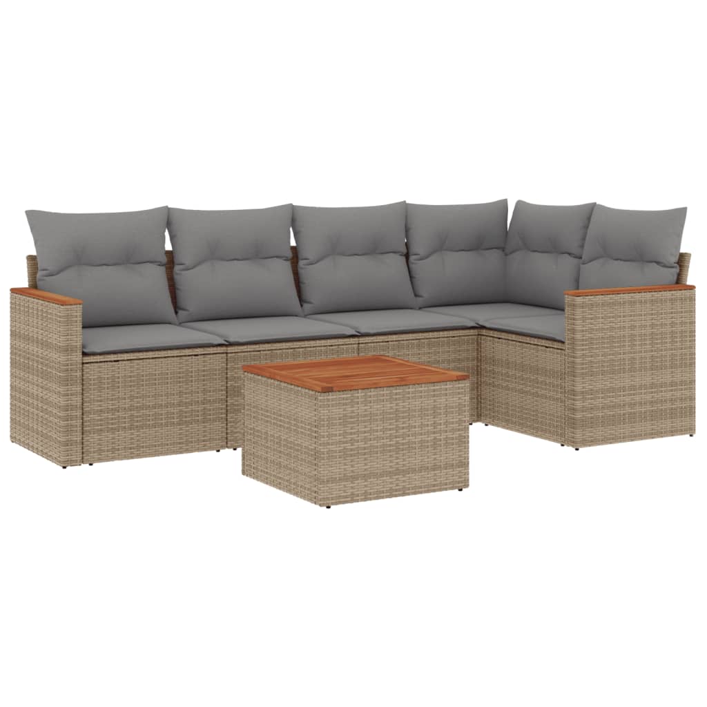 Set Divano da Giardino 6 pz con Cuscini Beige Misto Polyrattan 3225954