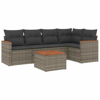 Set Divano da Giardino 6 pz con Cuscini-Sofa da Giardino-Divanetto da esterno Grigio in Polyrattan 430213