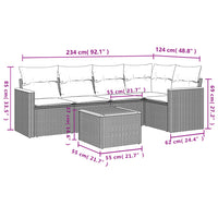 Set Divano da Giardino 6 pz con Cuscini Grigio in Polyrattan 3225955