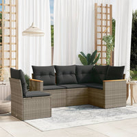 Set Divano da Giardino 5 pz con Cuscini-Sofa da Giardino-Divanetto da esterno Grigio in Polyrattan 377464