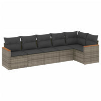 Set Divano da Giardino 6 pz con Cuscini-Sofa da Giardino-Divanetto da esterno Grigio in Polyrattan 152524