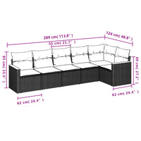 Set Divano da Giardino 6 pz con Cuscini-Sofa da Giardino-Divanetto da esterno Grigio in Polyrattan 152524