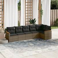 Set Divano da Giardino 6 pz con Cuscini-Sofa da Giardino-Divanetto da esterno Grigio in Polyrattan 152524