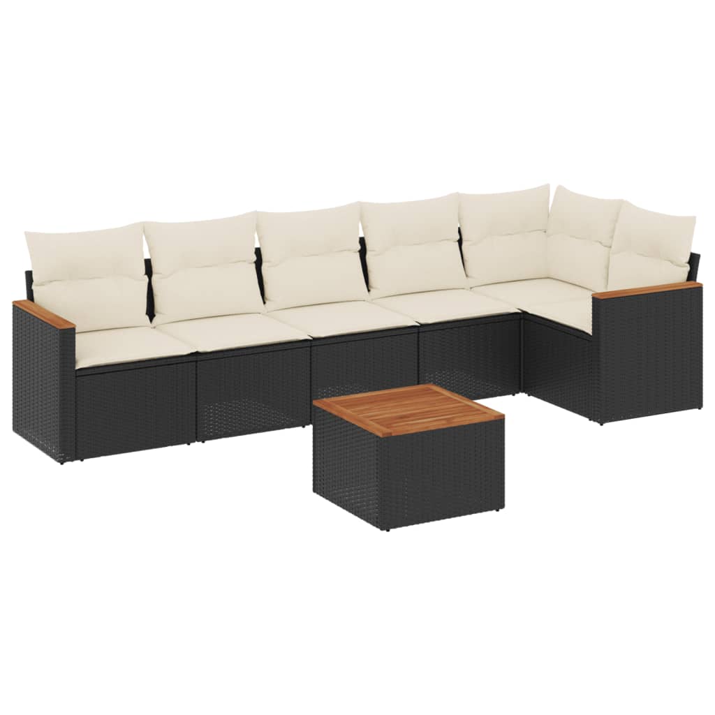 Set Divani da Giardino con Cuscini 7pz Nero Polyrattan 3225993