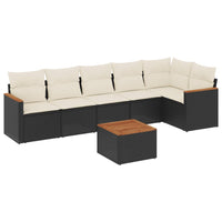 Set Divani da Giardino con Cuscini 7pz Nero Polyrattan 3225993