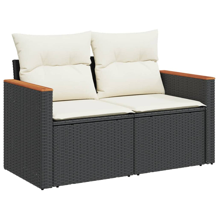 Set Divani da Giardino con Cuscini 7pz Nero Polyrattan 3225993