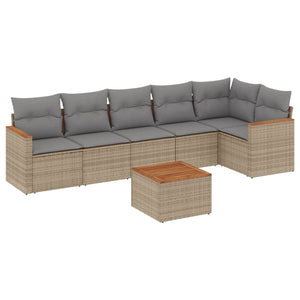 Set Divano da Giardino 7 pz con Cuscini Beige Misto Polyrattan 3225996