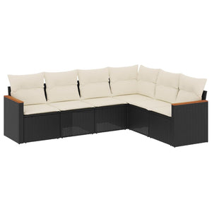 Set Divano da Giardino 6 pz con Cuscini-Sofa da Giardino-Divanetto da esterno Nero in Polyrattan 753471