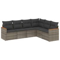 Set Divano da Giardino 6 pz con Cuscini-Sofa da Giardino-Divanetto da esterno Grigio in Polyrattan 642932