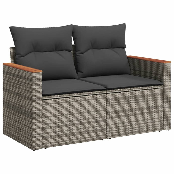 Set Divano da Giardino 6 pz con Cuscini-Sofa da Giardino-Divanetto da esterno Grigio in Polyrattan 642932