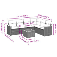 Set Divani da Giardino con Cuscini 7pz Nero Polyrattan 3226006