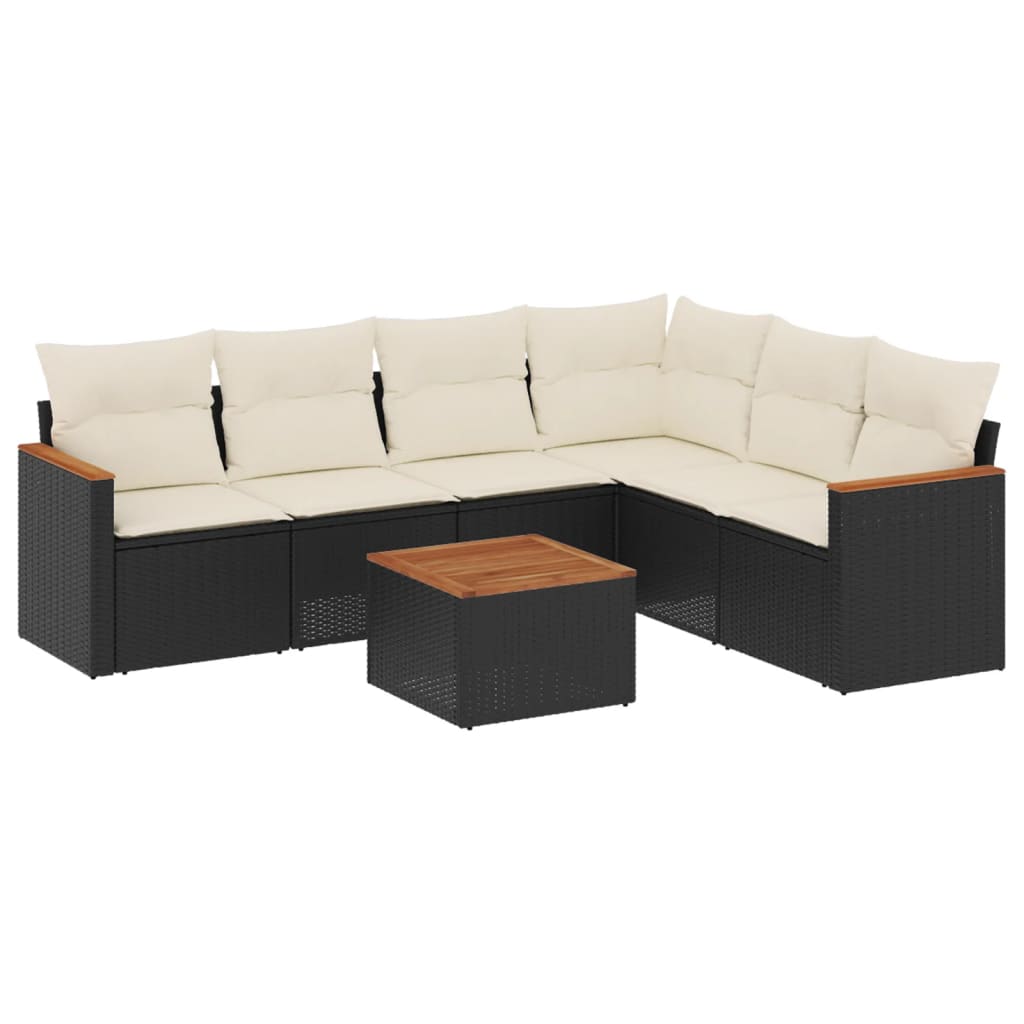 Set Divani da Giardino con Cuscini 7pz Nero Polyrattan 3226007