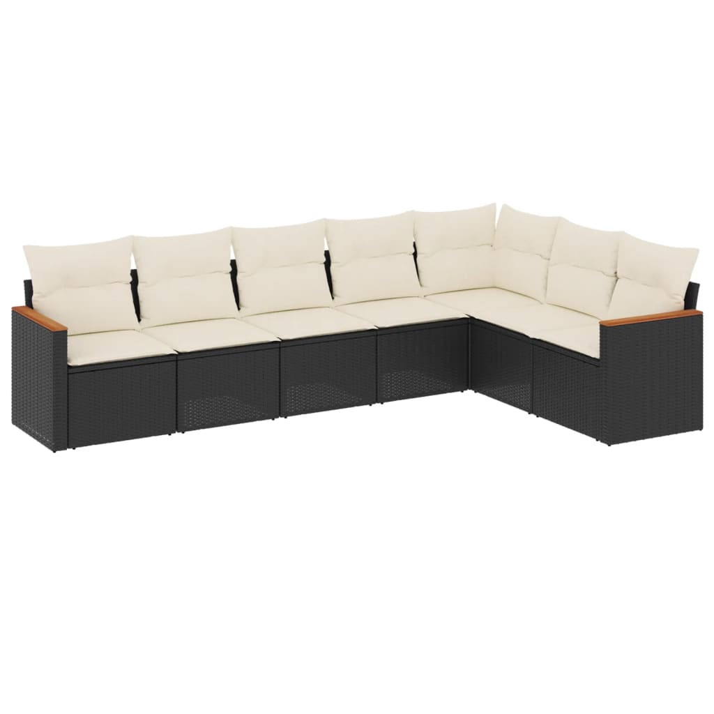 Set Divani da Giardino con Cuscini 7pz Nero Polyrattan 3226028