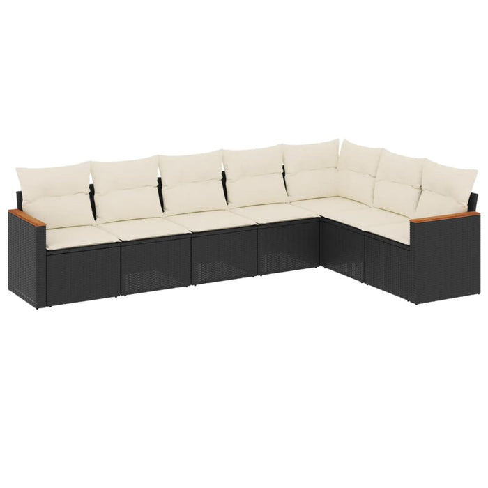 Set Divani da Giardino con Cuscini 7pz Nero Polyrattan 3226028