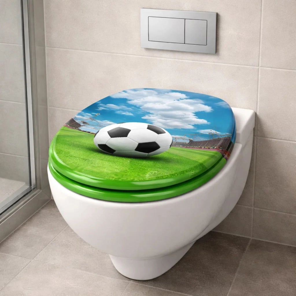 Sedile wc copri vater universale frizionato fantasia in mdf chiusura rallentata *** fantasia stadium, confezione 1