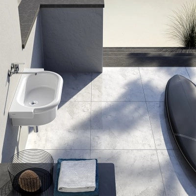 Lavabo a canale 90x45 modello Kenia in ceramica d'appoggio o sospeso