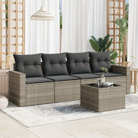 Set Divano da Giardino 5pz con Cuscini Grigio Chiaro Polyrattan 3251029