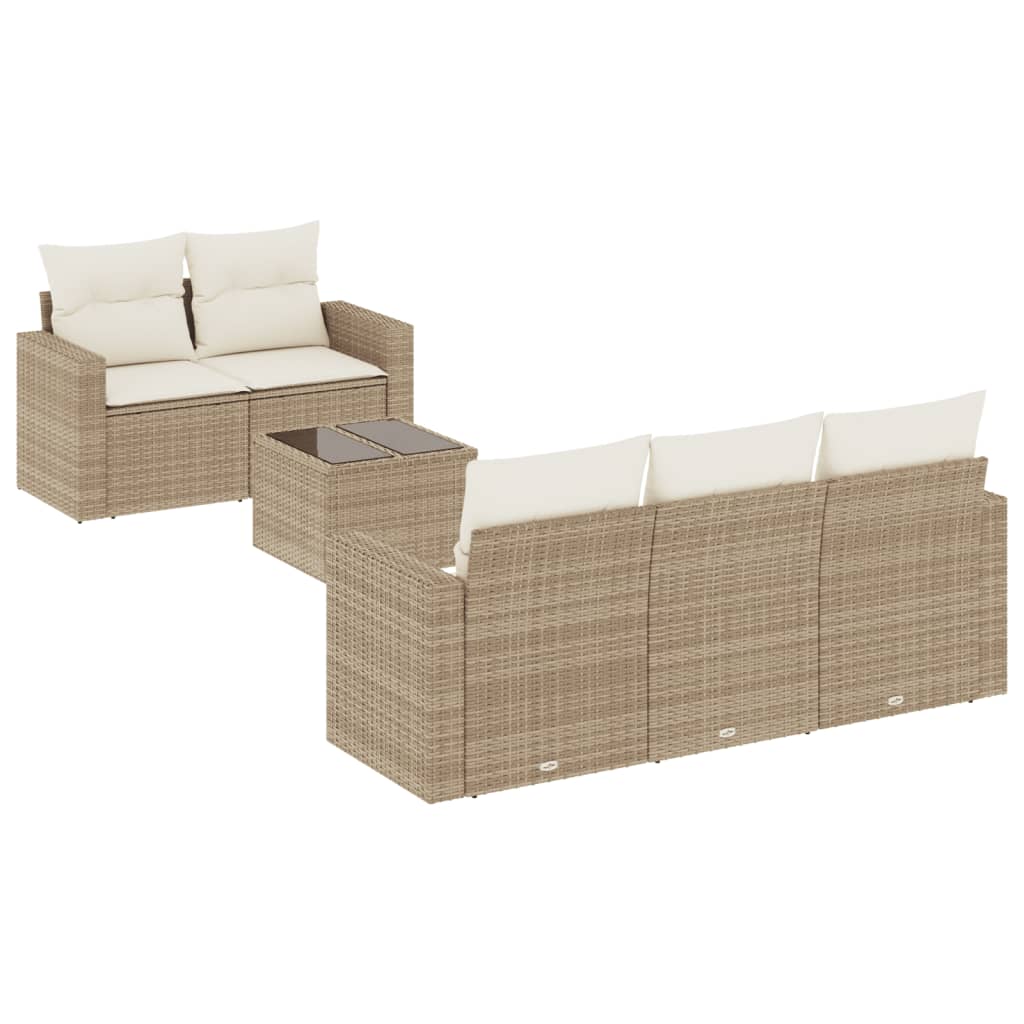 Set Divano da Giardino 6 pz con Cuscini Beige in Polyrattan 3251035