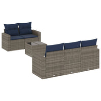 Set Divani da Giardino 6 pz con Cuscini Grigio in Polyrattan 3251038